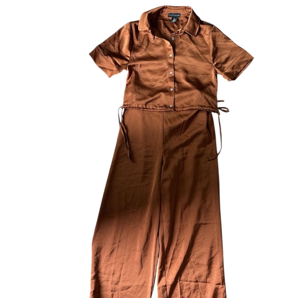 House Of Harlow 1960 S Burnt Orange 2 Piece Set Crop Top Wide Leg Pant Hippie